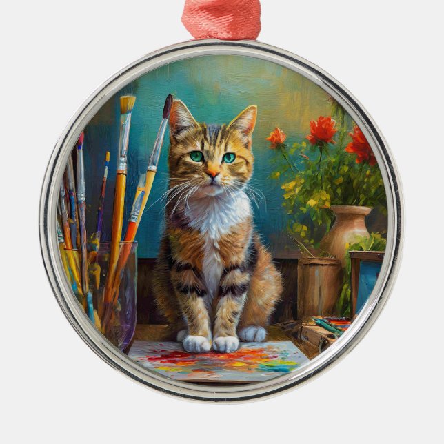 The Artistic Cat Metal Tree Decoration (Front)