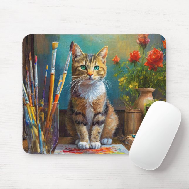 The Artistic Cat Mouse Pad (With Mouse)