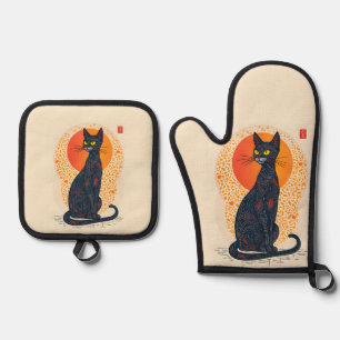 The Artistic Cat Oven Mitt & Pot Holder Set