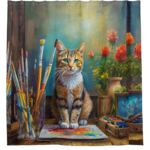 The Artistic Cat Shower Curtain