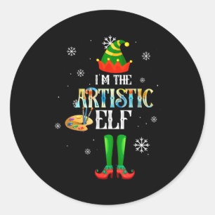 The Artistic Elf Squad Elf Family Christmas Pajama Classic Round Sticker