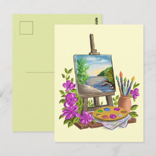 The artist's easel. postcard