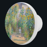 The Artist's Garden at Vétheuil by Claude Monet Ceramic Knob<br><div class="desc">The Artist's Garden at Vétheuil is painting by Claude Monet featuring a small child stands facing us on a sun-dappled path that runs up the centre of a garden dominated by towering yellow and burnt-orange sunflowers. Behind the child, a woman and another child stand on the steps. The woman wears...</div>