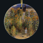 The Artist's Garden at Vetheuil by Claude Monet Ceramic Tree Decoration<br><div class="desc">The Artist's Garden at Vetheuil (1880) by Claude Monet is a vintage impressionism fine art floral nature painting. A young girl is flanked by tall blooming yellow sunflower flowers during the summer season. A child is standing in a path in Monet's garden in Vetheuil (a suburb of Paris). About the...</div>