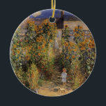 The Artist's Garden at Vetheuil by Claude Monet Ceramic Tree Decoration<br><div class="desc">The Artist's Garden at Vetheuil (1880) by Claude Monet is a vintage impressionism fine art floral nature painting. A young girl is flanked by tall blooming yellow sunflower flowers during the summer season. A child is standing in a path in Monet's garden in Vetheuil (a suburb of Paris). About the...</div>