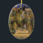 The Artist's Garden at Vetheuil by Claude Monet Ceramic Tree Decoration<br><div class="desc">The Artist's Garden at Vetheuil (1880) by Claude Monet is a vintage impressionism fine art floral nature painting. A young girl is flanked by tall blooming yellow sunflower flowers during the summer season. A child is standing in a path in Monet's garden in Vetheuil (a suburb of Paris). About the...</div>