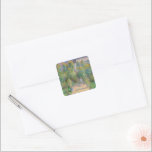 The Artist's Garden at Vétheuil by Claude Monet Square Sticker<br><div class="desc">The Artist's Garden at Vétheuil is painting by Claude Monet featuring a small child stands facing us on a sun-dappled path that runs up the centre of a garden dominated by towering yellow and burnt-orange sunflowers. Behind the child, a woman and another child stand on the steps. The woman wears...</div>