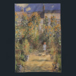 The Artist's Garden at Vetheuil by Claude Monet Tea Towel<br><div class="desc">The Artist's Garden at Vetheuil (1880) by Claude Monet is a vintage impressionism fine art floral nature painting. A young girl is flanked by tall blooming yellow sunflower flowers during the summer season. A child is standing in a path in Monet's garden in Vetheuil (a suburb of Paris). About the...</div>