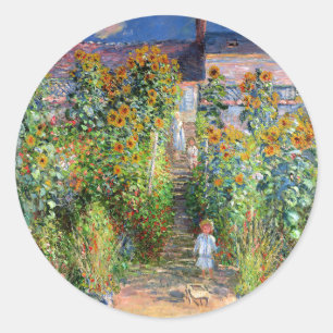 The Artist's Garden at Vetheuil, Claude Monet Classic Round Sticker