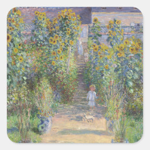 The Artist's Garden at Vétheuil, Monet Square Sticker