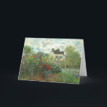 The Artist's Garden in Argenteuil by Claude Monet Card<br><div class="desc">The Artist's Garden in Argenteuil (A Corner of the Garden with Dahlias), 1873 is a painting by Claude Monet featuring a bank of flowering bushes, possibly roses, fills most of an enclosed garden in front of a white house. The scene is created using visible dabs and strokes of scarlet red,...</div>