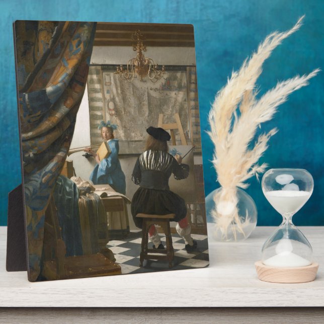 The Artist's Studio, c.1665-66 (oil on canvas) Plaque (Side)