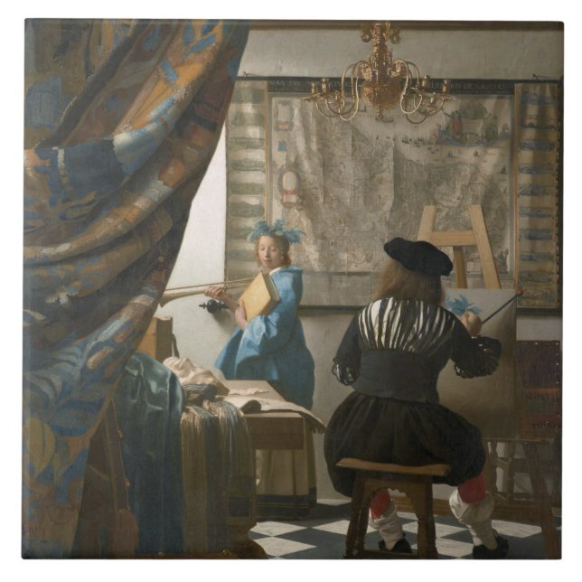 The Artist's Studio, c.1665-66 (oil on canvas) Tile (Front)