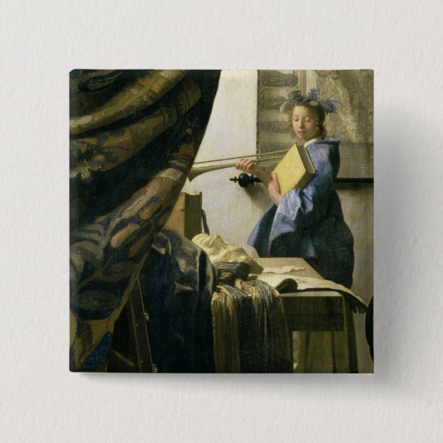 The Artist's Studio, c.1665-6 15 Cm Square Badge (Front)