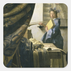 The Artist's Studio, c.1665-6 Square Sticker
