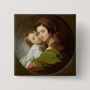 The Artist's Wife, Elizabeth, and their son Raphae 15 Cm Square Badge