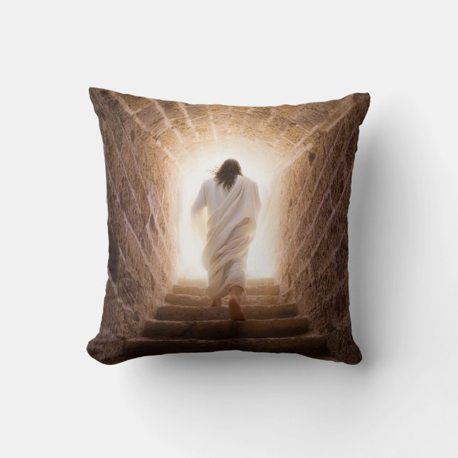 The Ascension – Jesus Walking Into the Light Cushion (Front)