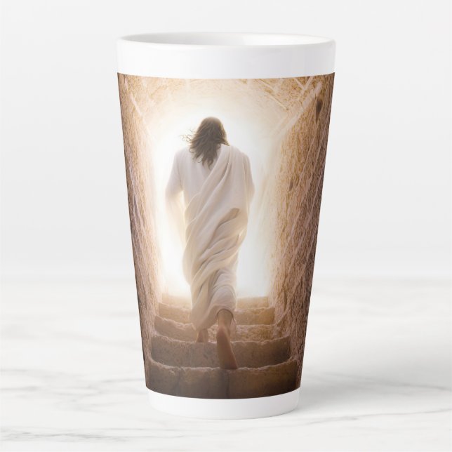 The Ascension – Jesus Walking Into the Light Latte Mug (Front)