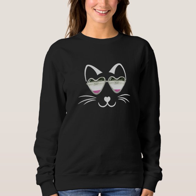 The Asexual Grey-Ace Demi Ace Pride Cat Sweatshirt (Front)