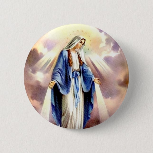 The Assumption of Mary 6 Cm Round Badge (Front)