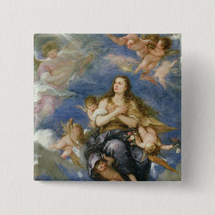 The Assumption of Mary Magdalene (oil on canvas) 15 Cm Square Badge