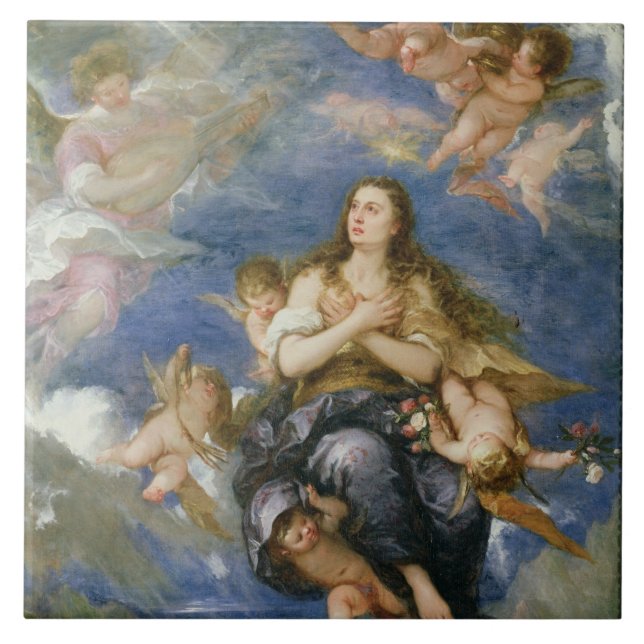 The Assumption of Mary Magdalene (oil on canvas) Tile (Front)