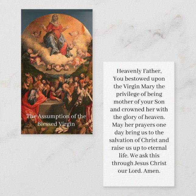 The Assumption of the Blessed Virgin Prayer Card (Front/Back)