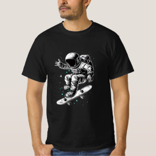 The Astronaut's Cosmic Skateboard Adventure T-Shirt