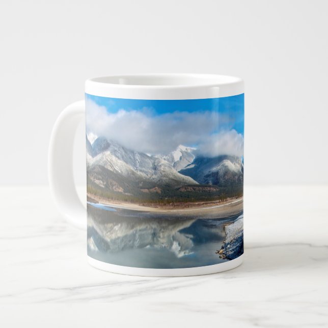 The Athabasca River in Jasper National Park Large Coffee Mug (Front Left)