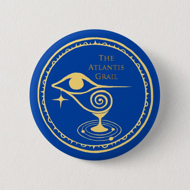 The Atlantis Grail Logo Button - Blue Quadrant (Front)