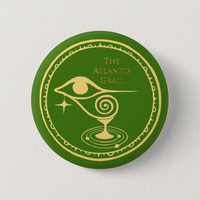 The Atlantis Grail Logo Button - Green Quadrant (Front)