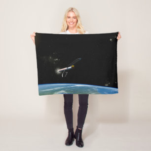 The Atlas V541 Launch Vehicle In Orbit. Fleece Blanket