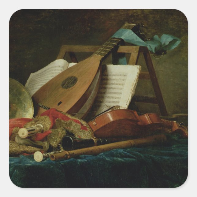 The Attributes of Music, 1770 (oil on canvas) Square Sticker (Front)