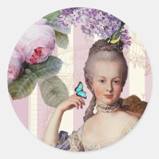 Thé au Petit Trianon – rose - alt design Classic Round Sticker (Front)