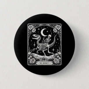 The Audacity Skeleton Riding Dinosaur Tarot Card 6 Cm Round Badge
