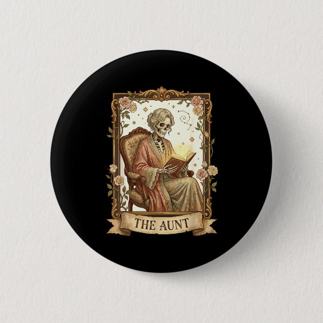 The Aunt Tarot Card Women Skeleton Aunty Book Love 6 Cm Round Badge (Front)