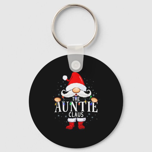 The Auntie Claus Christmas Matching Pajama  Key Ring (Front)