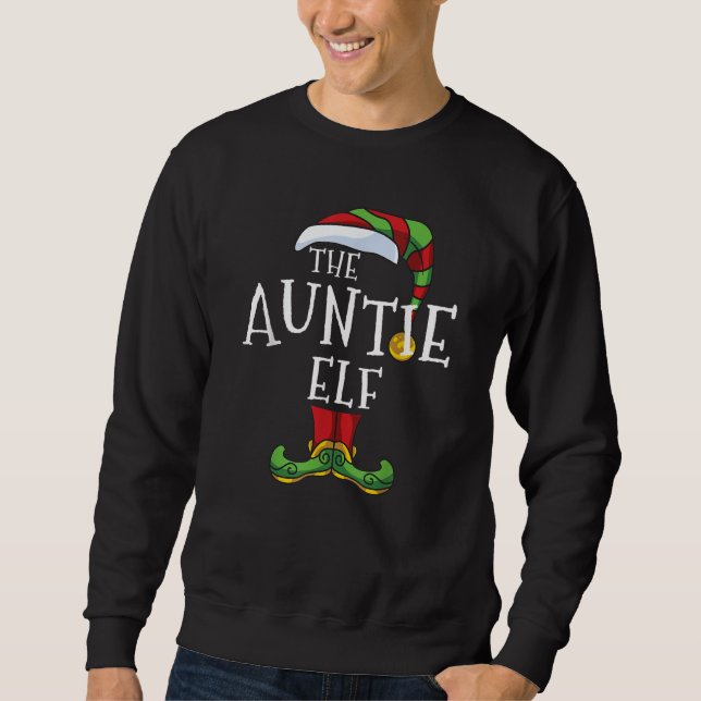 The Auntie Elf Family Matching Christmas Group Gif Sweatshirt (Front)