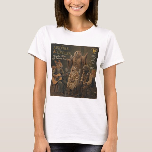 The Aunties & the Uncles: a Parody T-Shirt (Front)