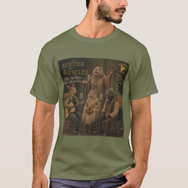 The Aunties & the Uncles: a Parody T-Shirt (Front)