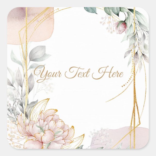 The Aureate Frame Mauve Floral Greenery Wedding  Square Sticker (Front)