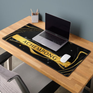The Auric Cascade: High-Contrast Liquid Gold Achem Desk Mat