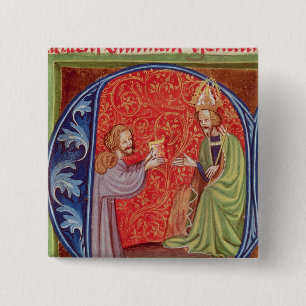 The Author Offering his Book 15 Cm Square Badge