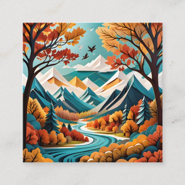 The autumn foliage is a beautiful sight to see, an square business card (Front)