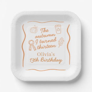 The Autumn I Turned Thirteen Fall Birthday Paper Plate