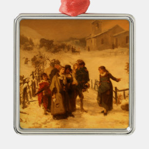 The Avalanche in Winter (by Gerolamo Induno) Metal Tree Decoration