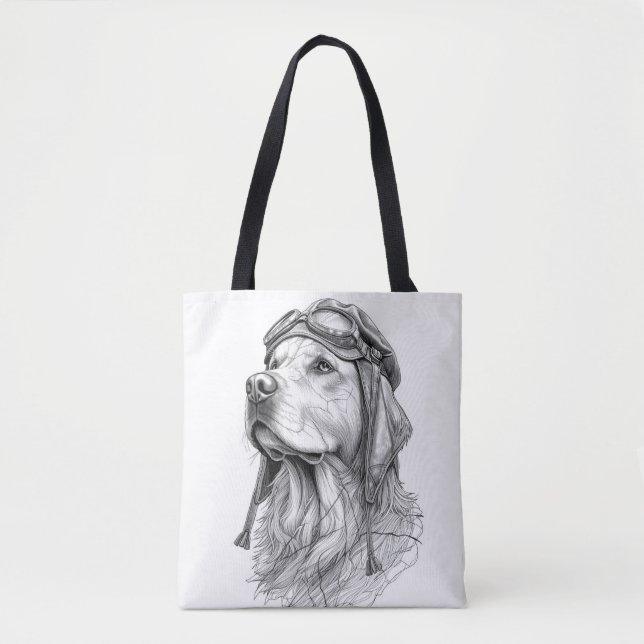 The Aviator: Marble Retriever Pet Tote Bag (Front)