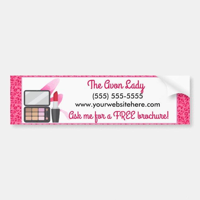 The Avon Lady, Pink Leopard Cosmetics Bumper Sticker (Front)