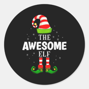 The Awesome Elf Christmas Pjs Matching Pajama  Classic Round Sticker