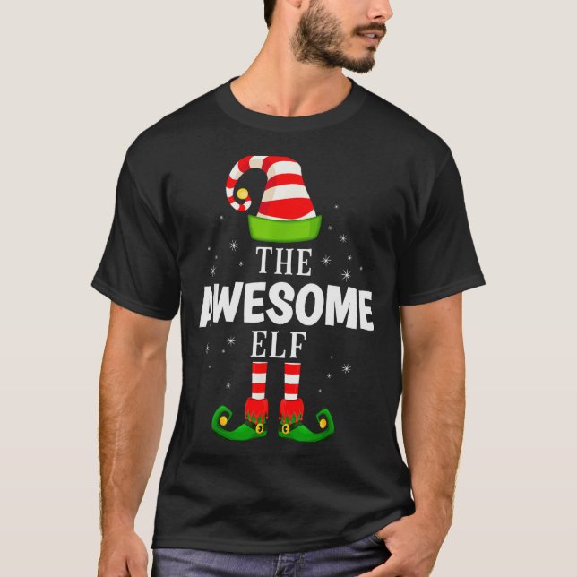 The Awesome Elf Christmas Pjs Matching Pajama  T-Shirt (Front)